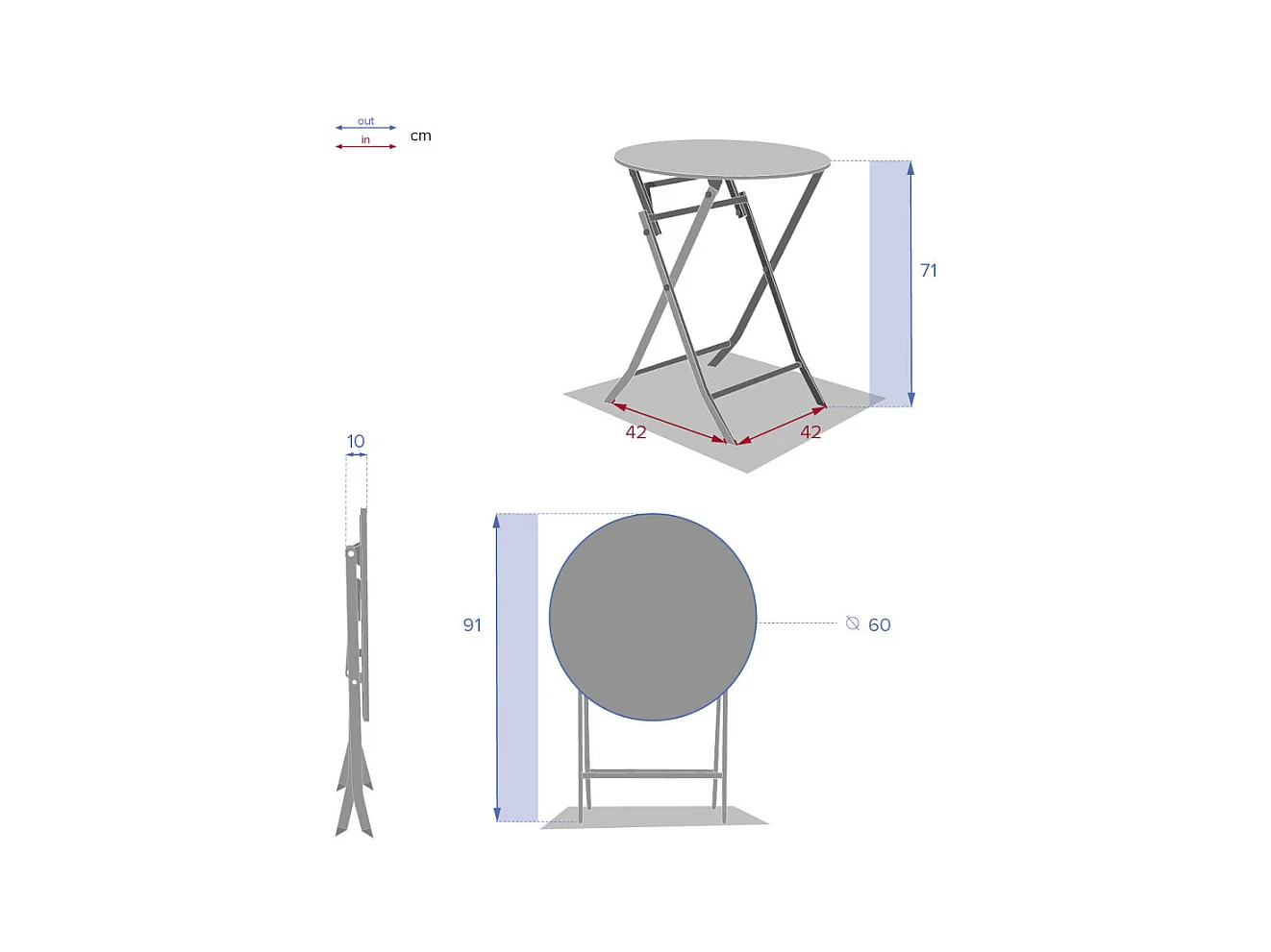 Table de jardin ronde Greensboro Ø 60 cm Groseille - Hespéride