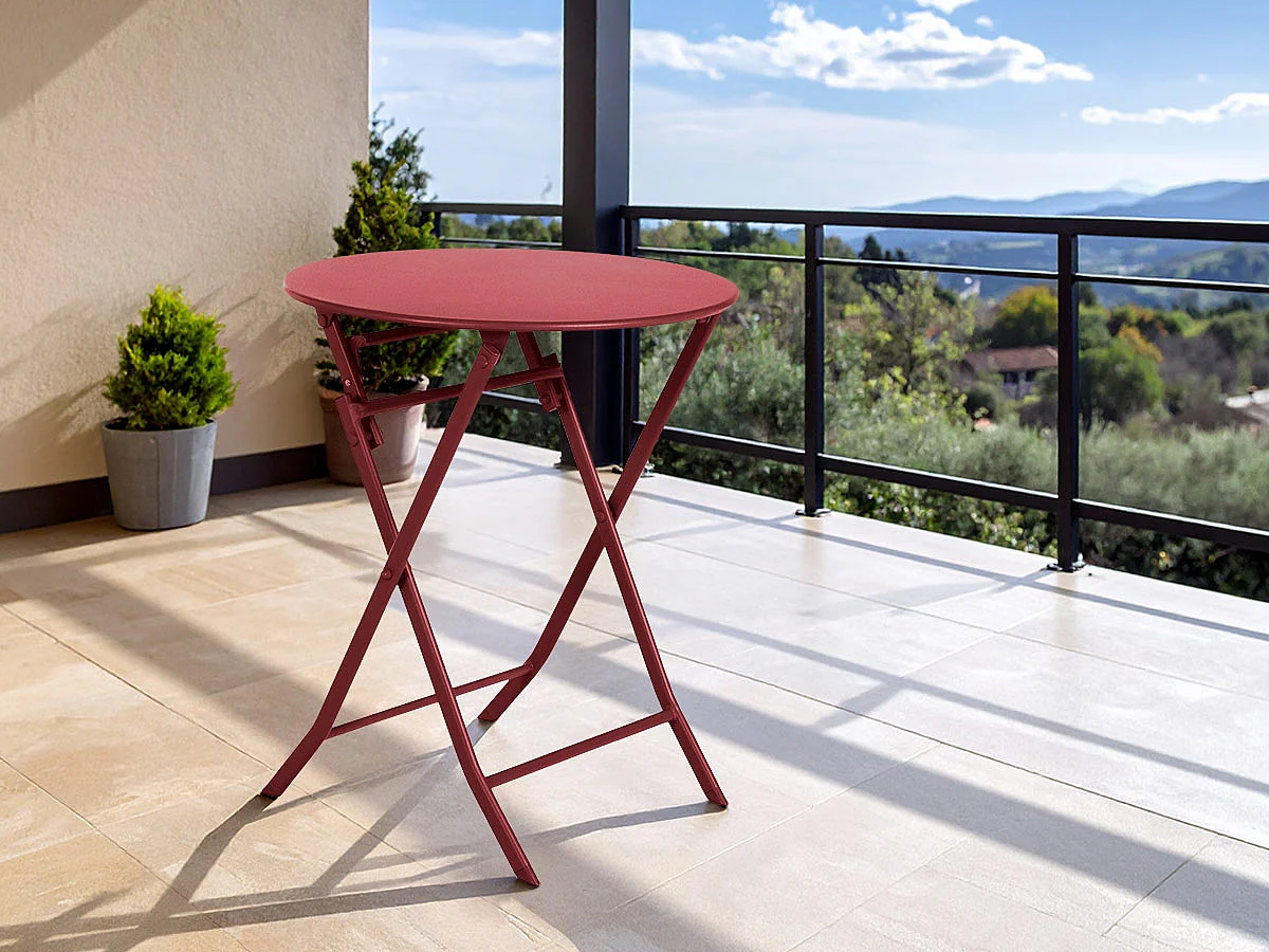 Table de jardin ronde Greensboro Ø 60 cm Groseille - Hespéride