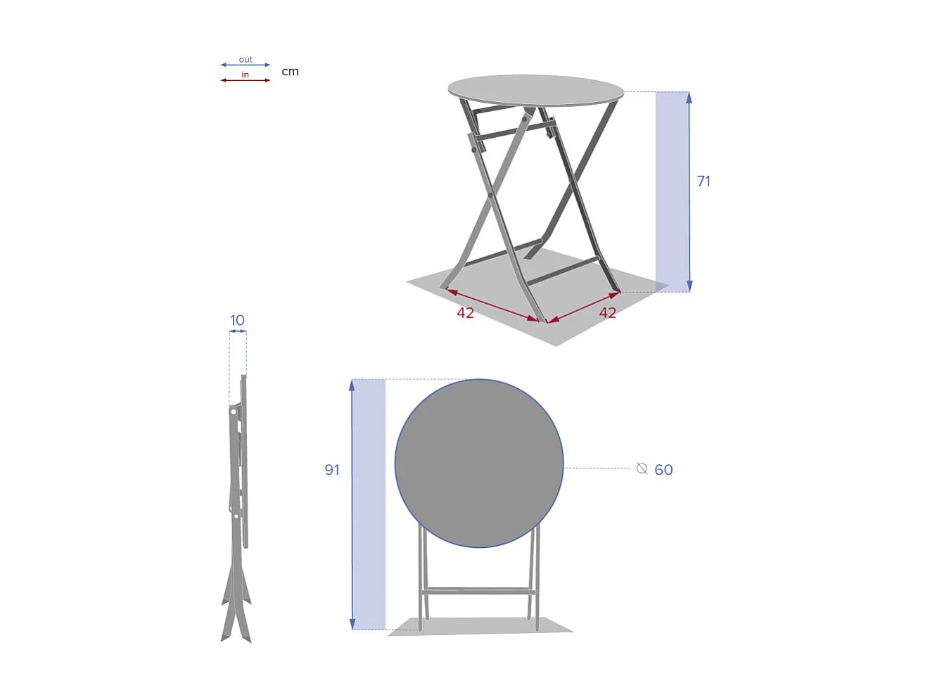 Table de jardin ronde Greensboro Ø 60 cm Groseille - Hespéride