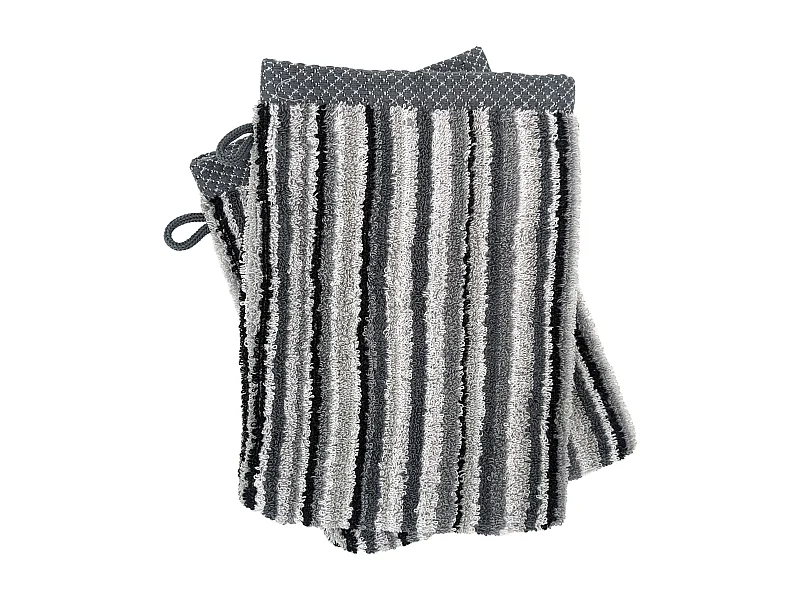 Lot de 2 gants de toilette coton 500 g/m2 PURE STRIPES II gris