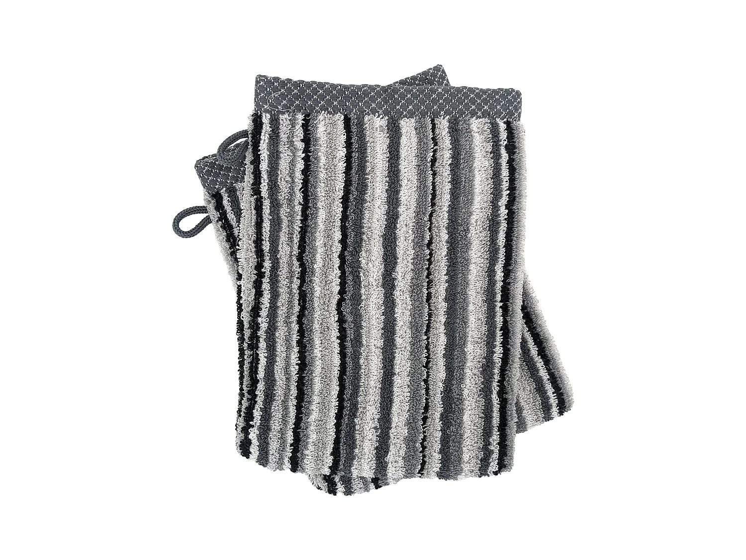 Lot de 2 gants de toilette coton 500 g/m2 PURE STRIPES II gris