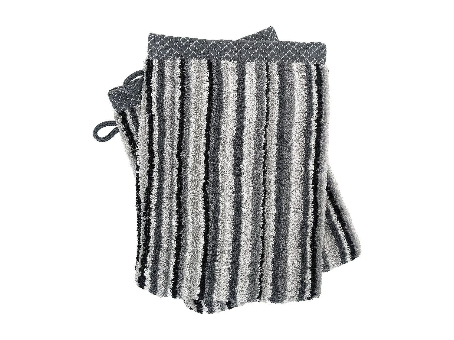 Lot de 2 gants de toilette coton 500 g/m2 PURE STRIPES II gris