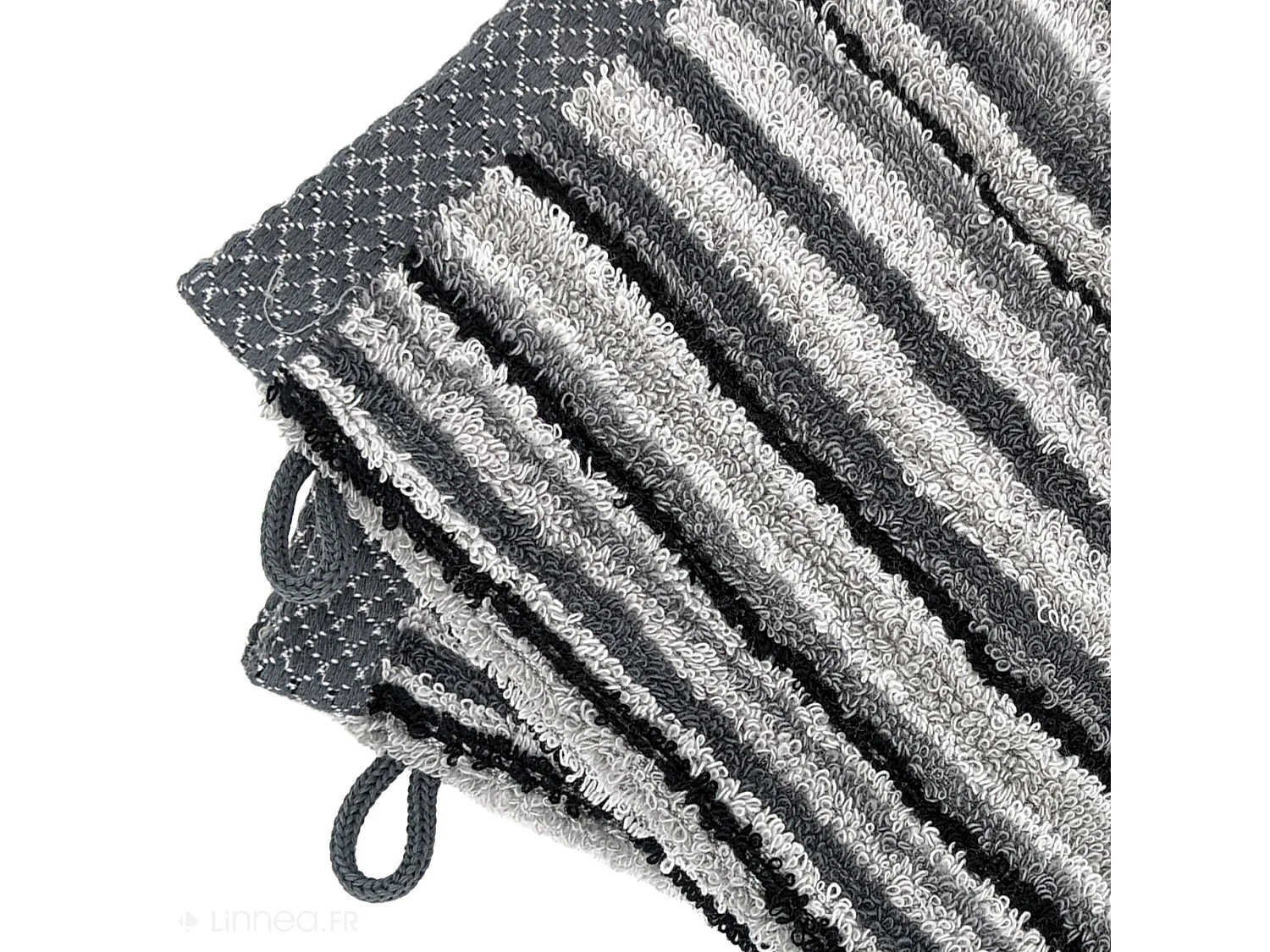 Lot de 2 gants de toilette coton 500 g/m2 PURE STRIPES II gris