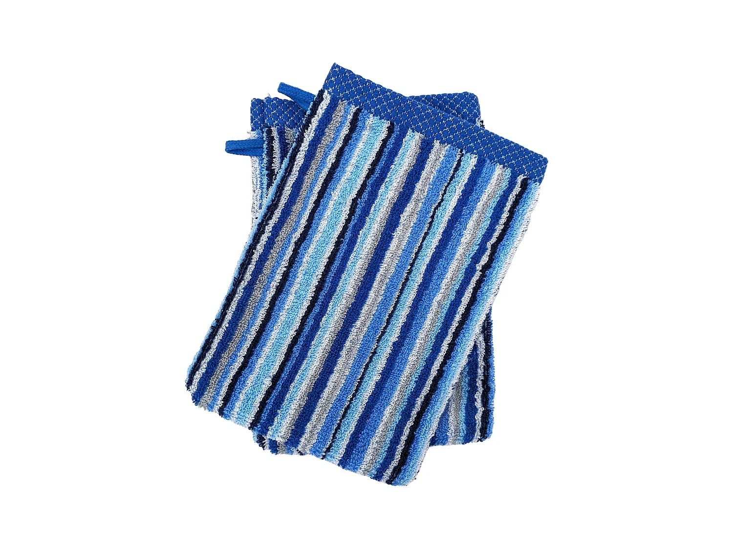 Lot de 2 gants de toilette coton 500 g/m2 PURE STRIPES II bleu