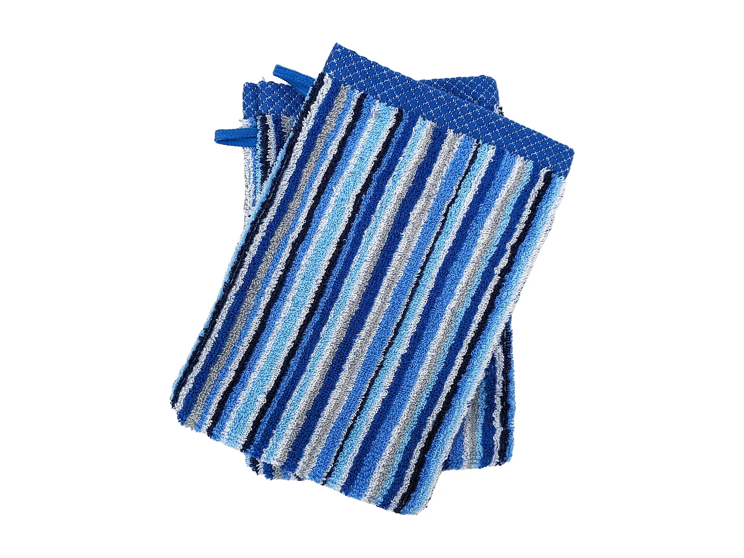 Lot de 2 gants de toilette coton 500 g/m2 PURE STRIPES II bleu