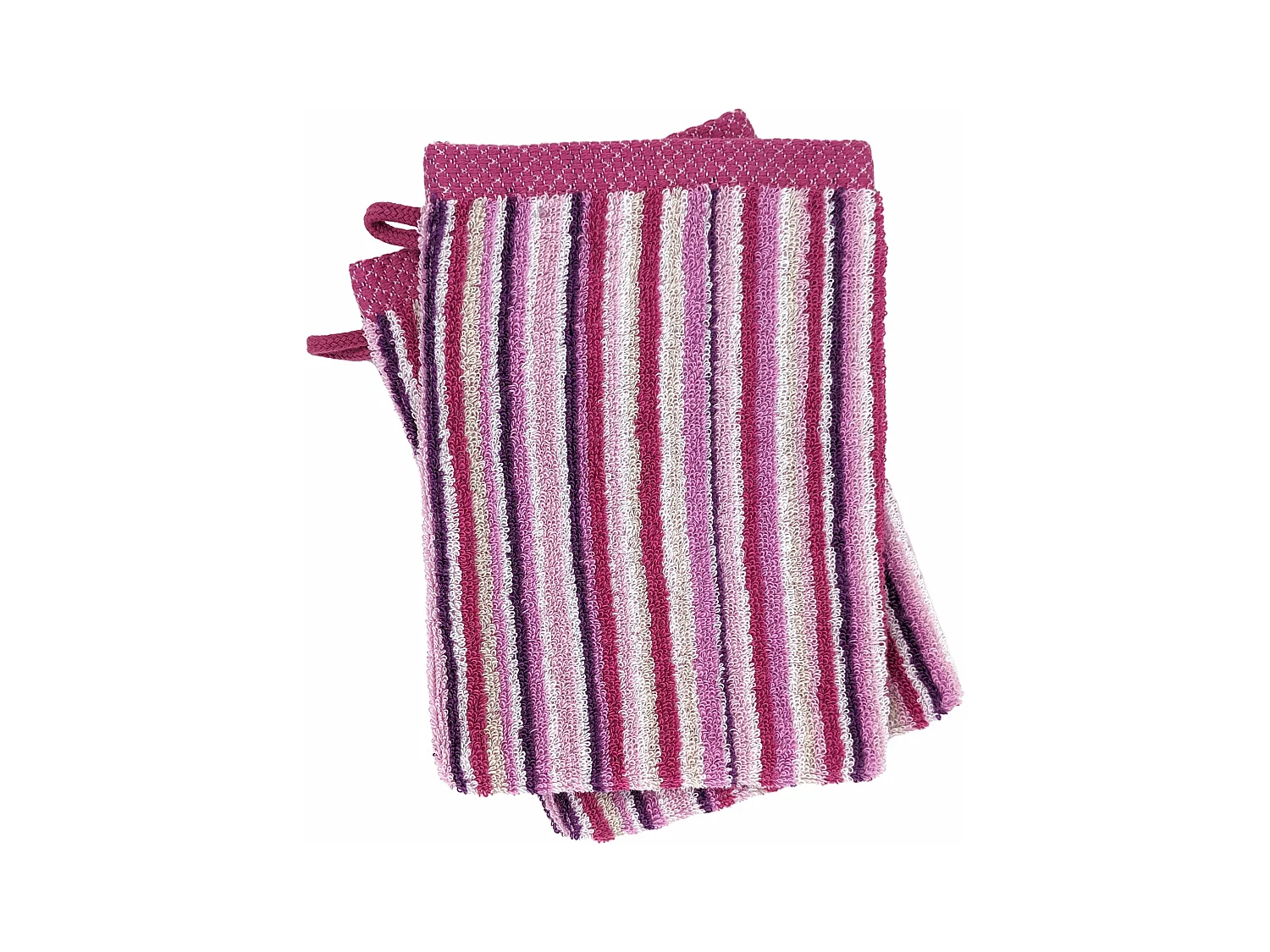 Lot de 2 gants de toilette coton 500 g/m2 PURE STRIPES II rose