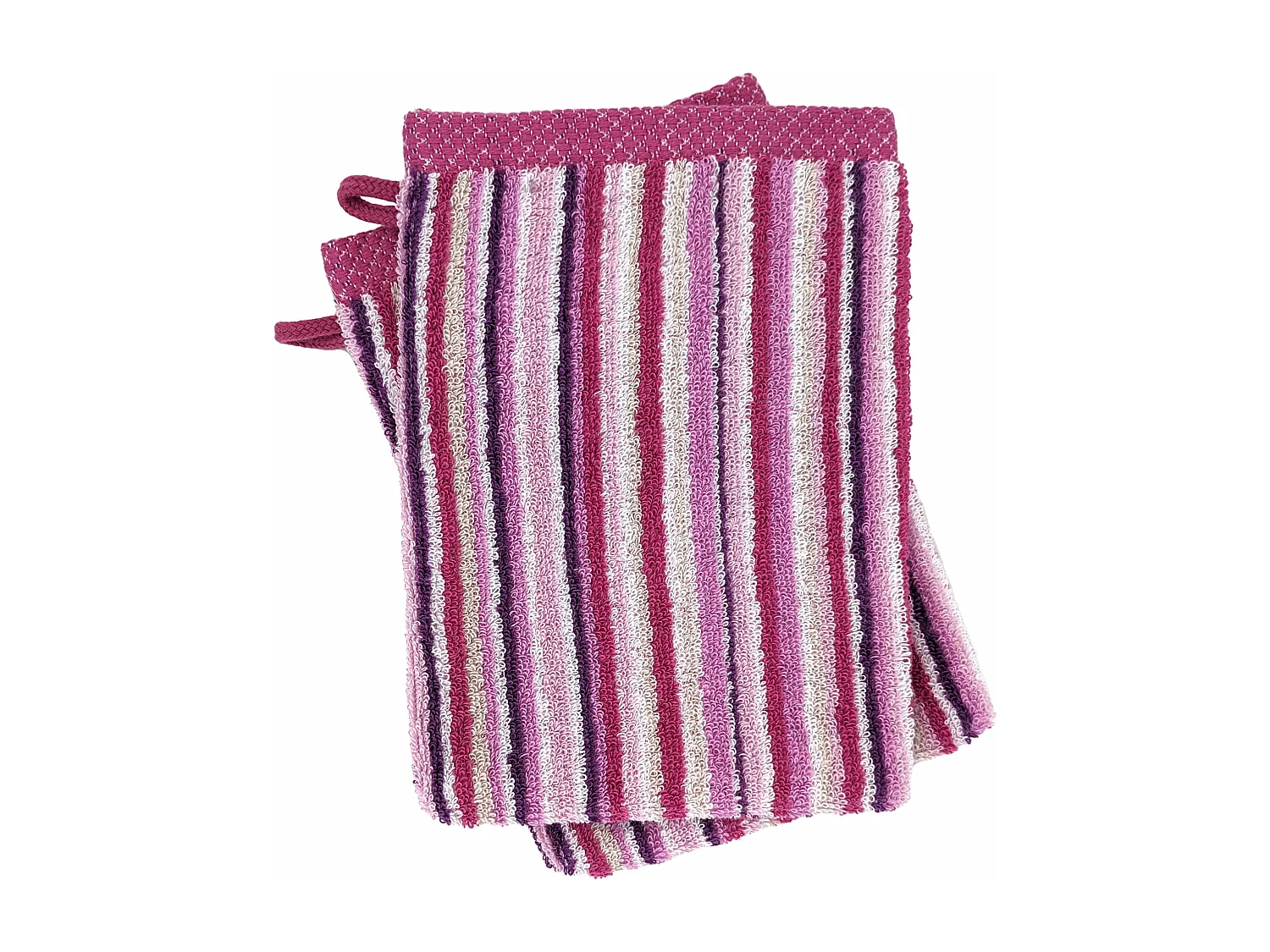 Lot de 2 gants de toilette coton 500 g/m2 PURE STRIPES II rose