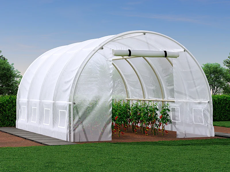 Ersatzabdeckung für Foliengewächshaus - 12 m² - 300 x 400 x 200 cm - Weiß - IPOMEA