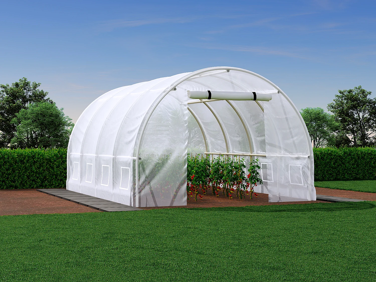 Pokrycie foliowe do szklarni tunelowej 12 m² - szer. 300 x dł. 400 x wys. 200 cm - Biały - IPOMEA