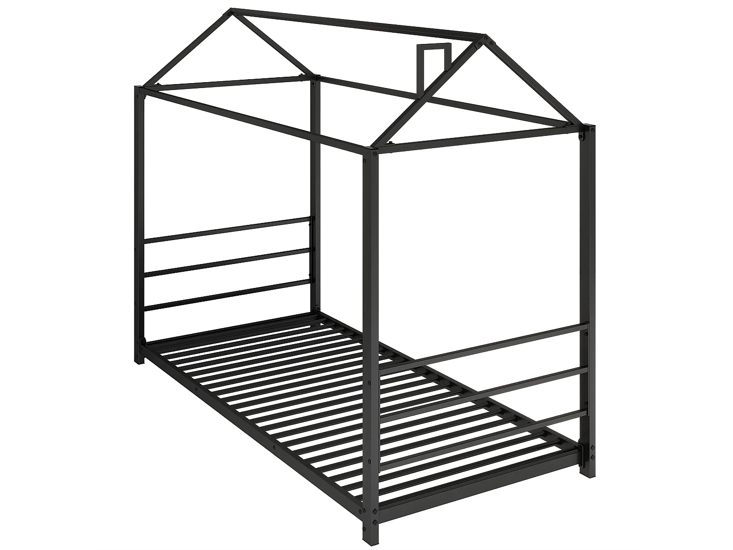 90 * 200 Kinderbett, Familienmodell Kinderbett, Eisenbett, Einzelbett, Flache Form, Schwarz