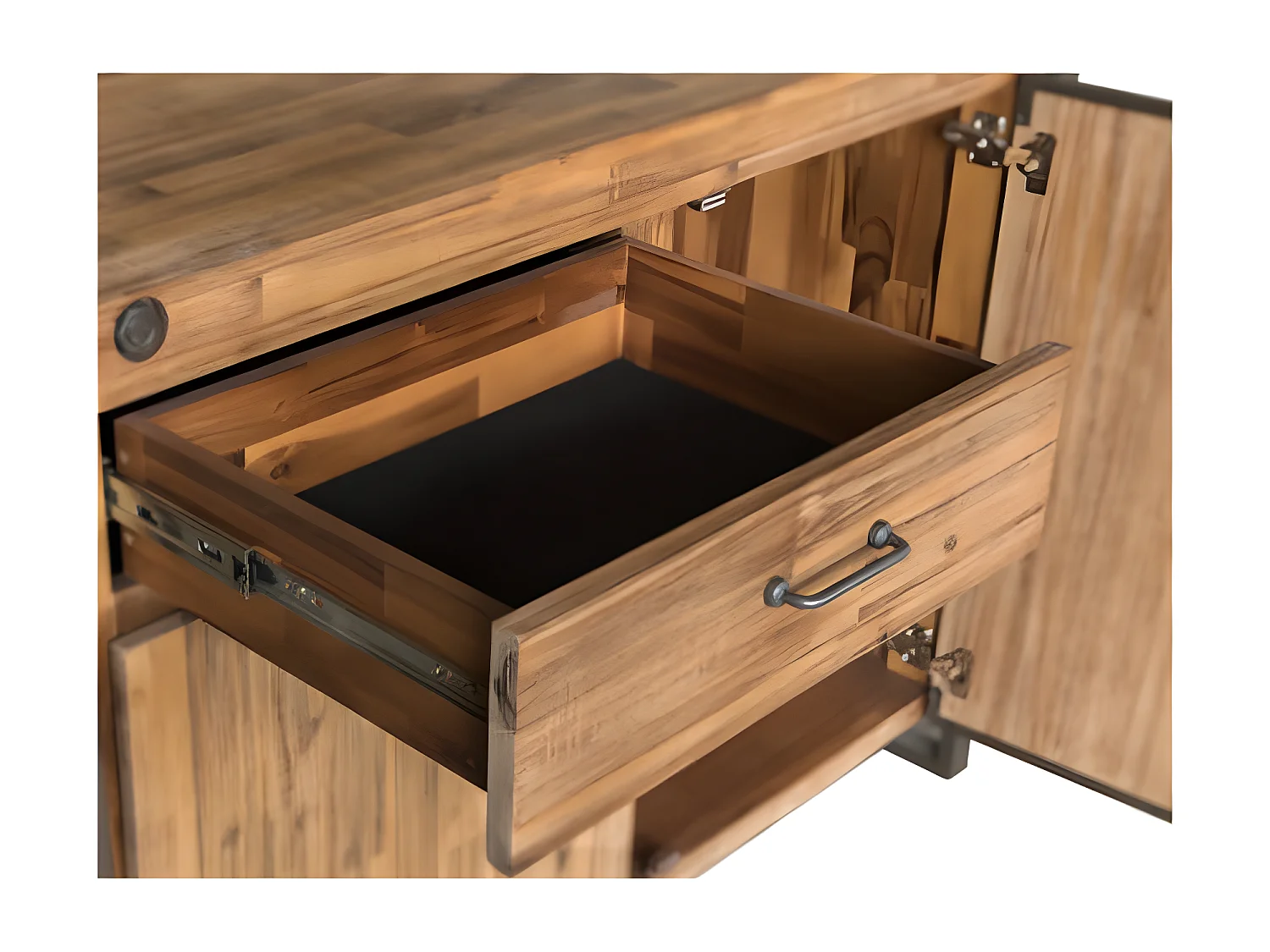 Kiko buffet acacia et métal 1 tiroir 2 portes