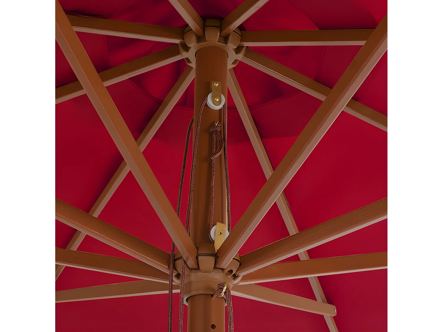 Sombrilla de jardín con palo de madera 350 cm burdeos