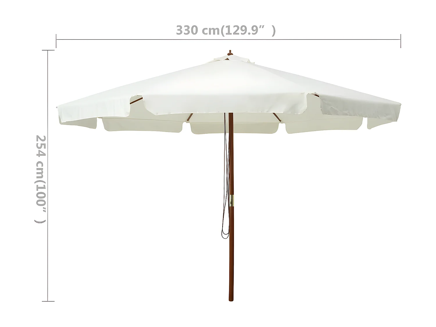 Parasol avec mât en bois 330 cm Blanc sable