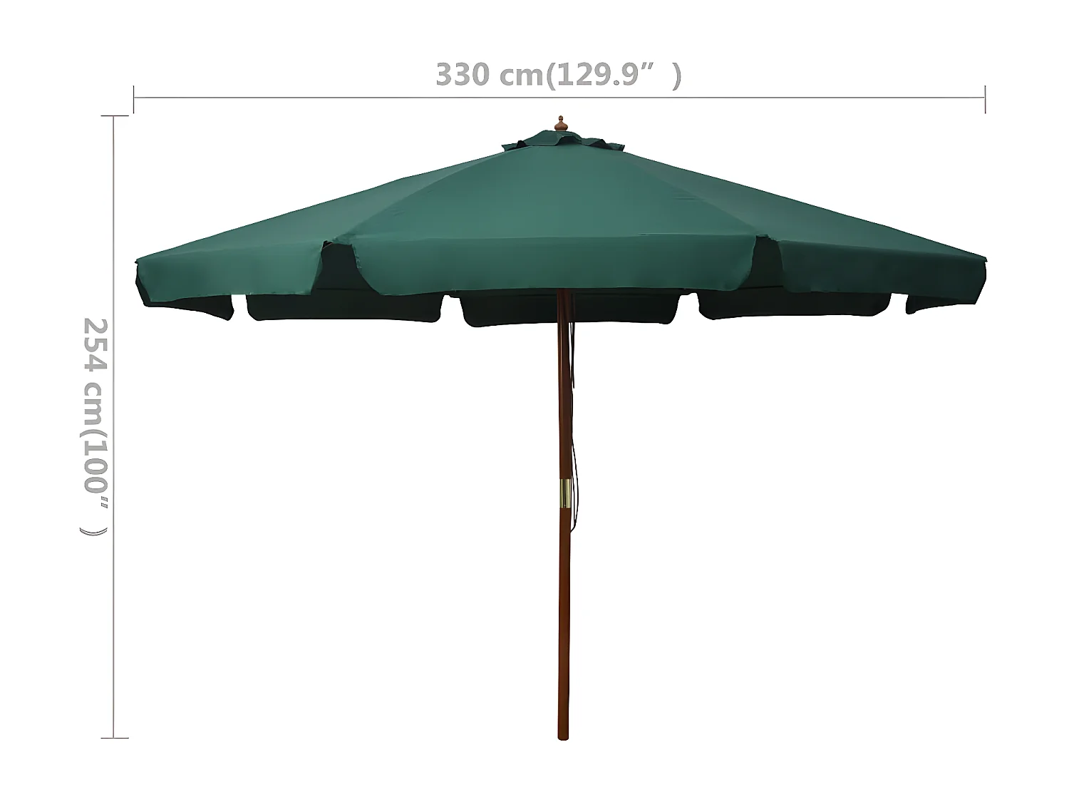 Parasol met houten paal 330 cm groen