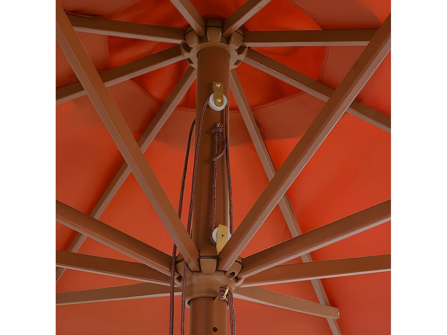 Sombrilla de jardín con palo de madera 350 cm terracota