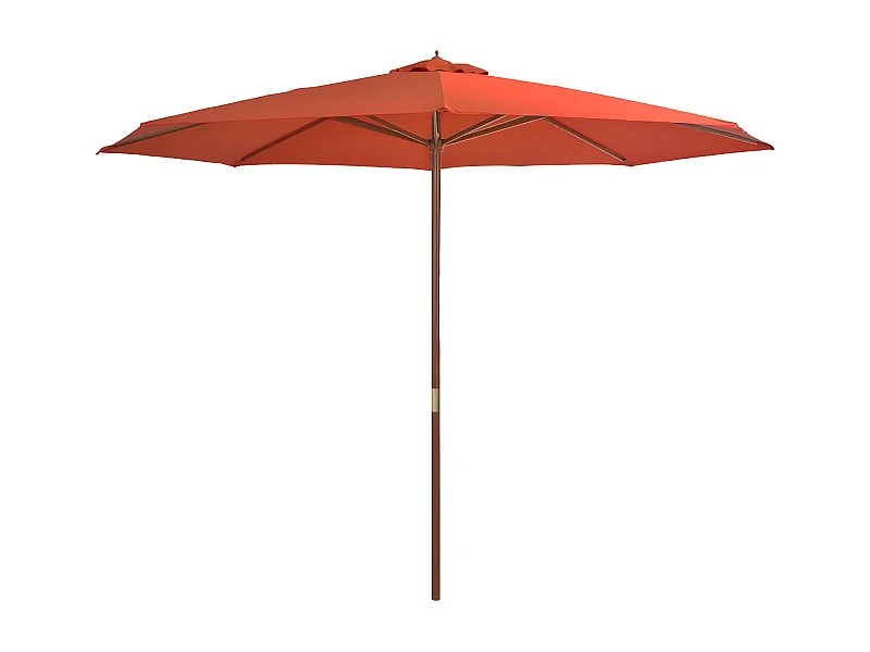 Parasol avec mât en bois 350 cm Terre cuite