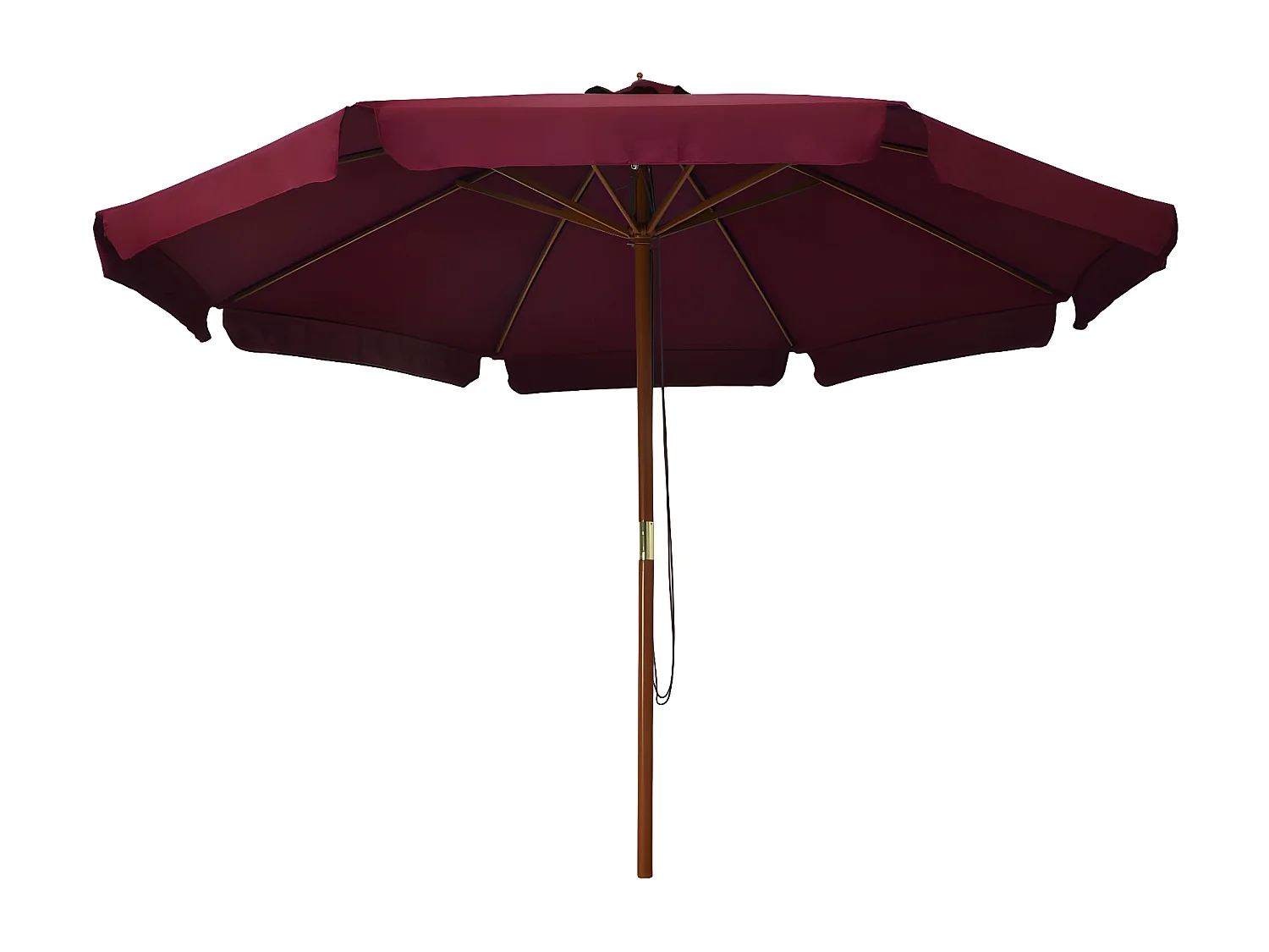 Parasol avec mât en bois 330 cm Bordeaux