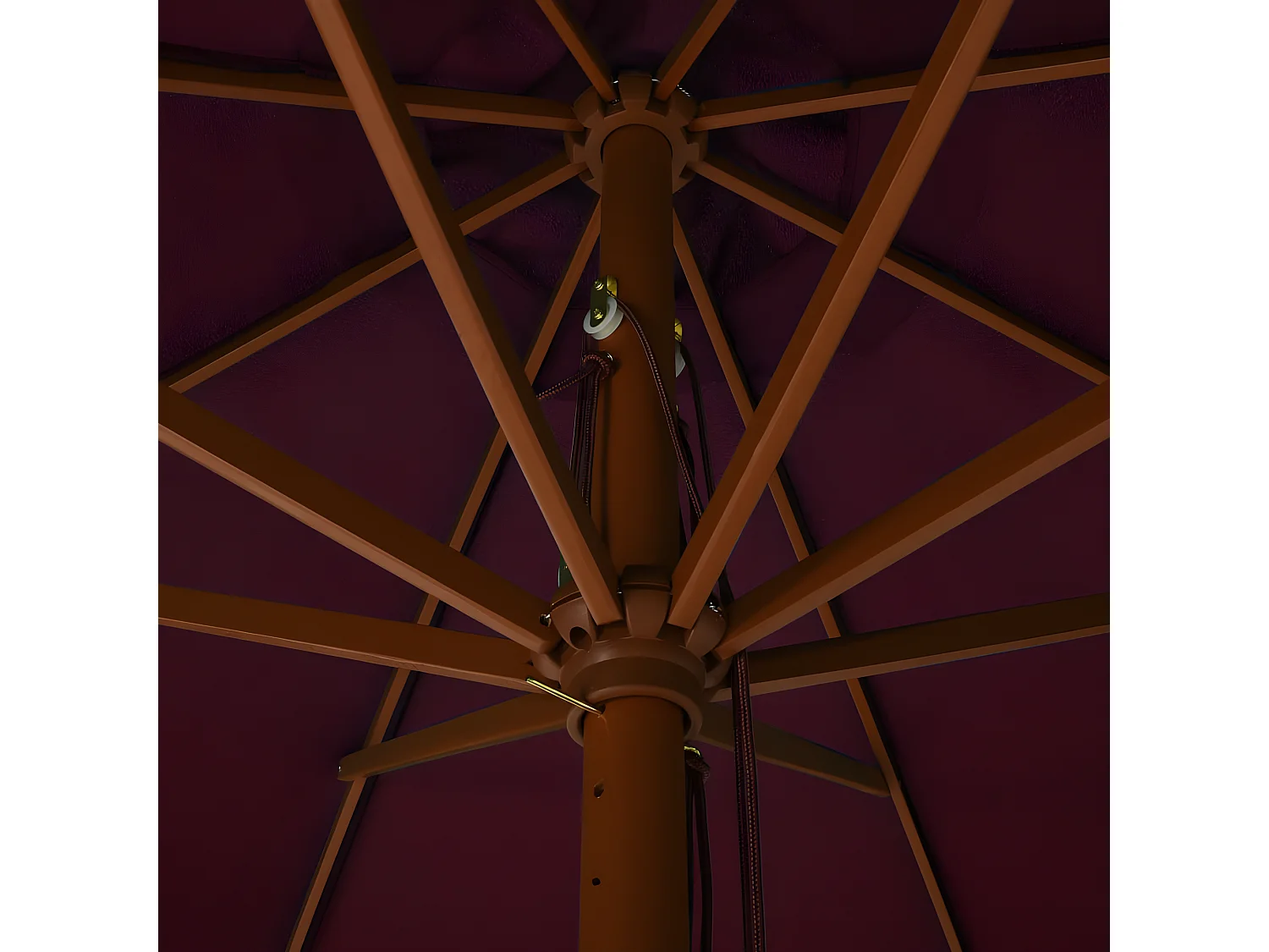 Parasol avec mât en bois 330 cm Bordeaux