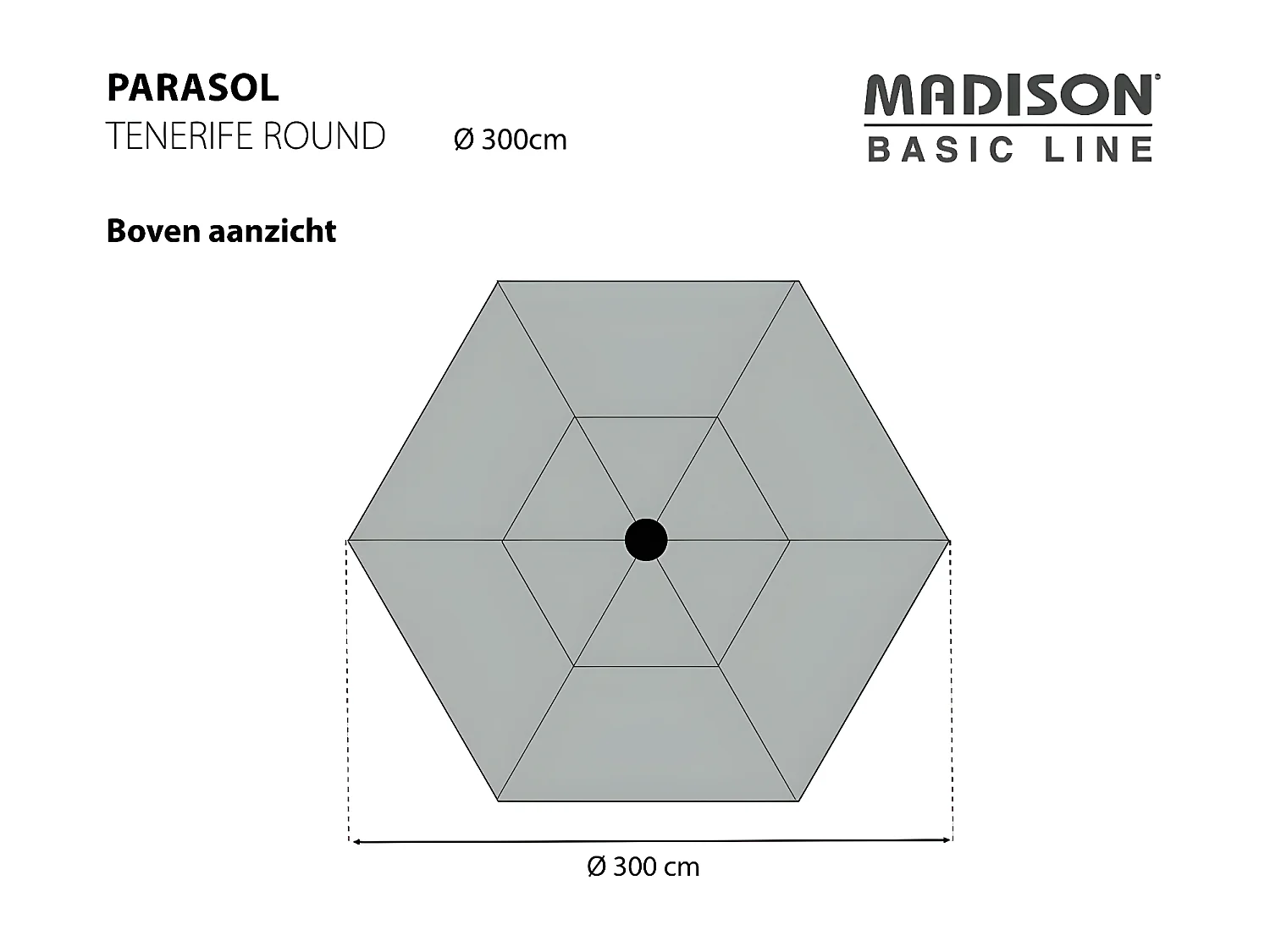 Sombrilla Tenerife redonda gris 300 cm