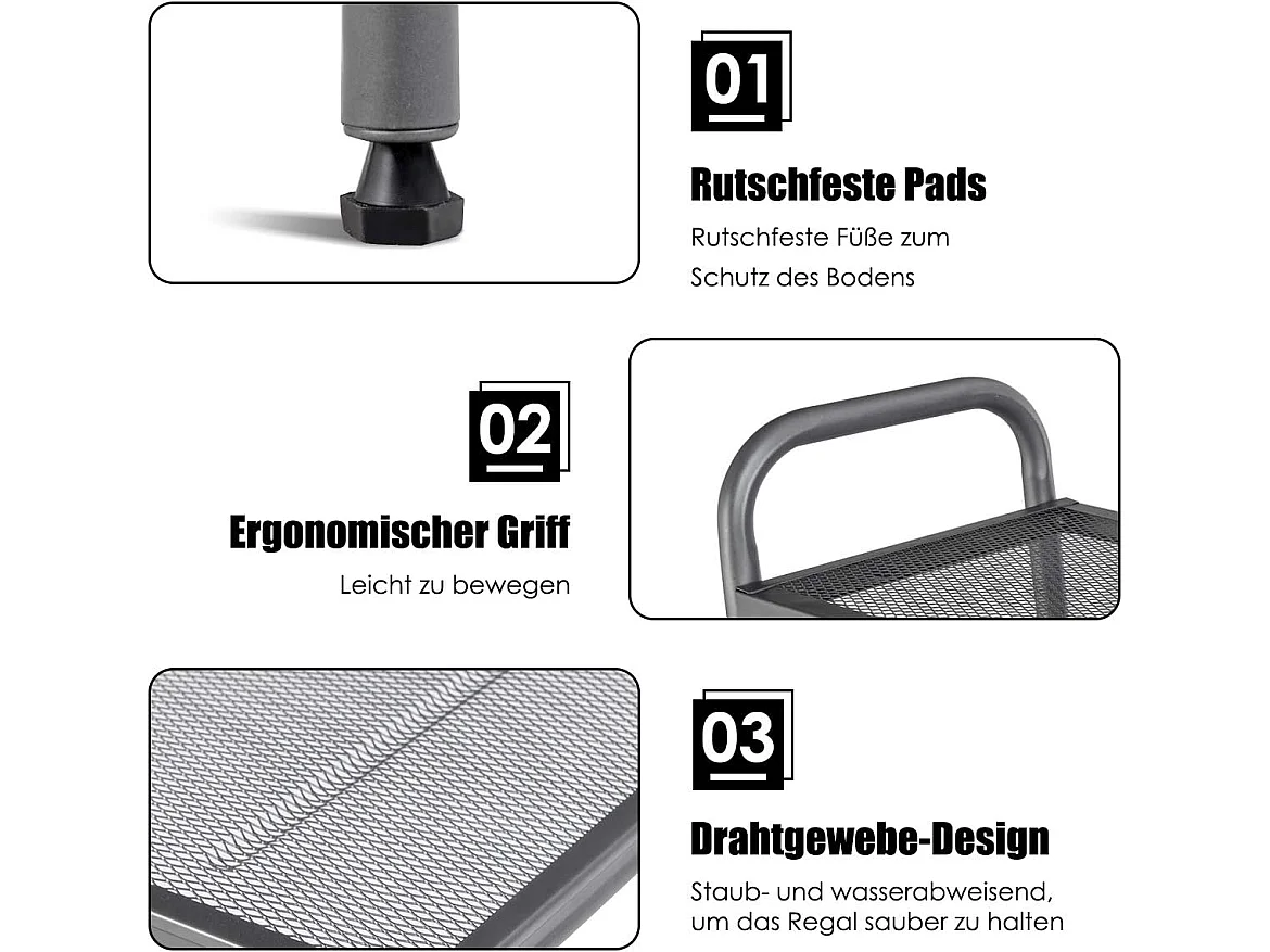 Metallregal für die Küche mit Ablage für die Mikrowelle Küchenregale