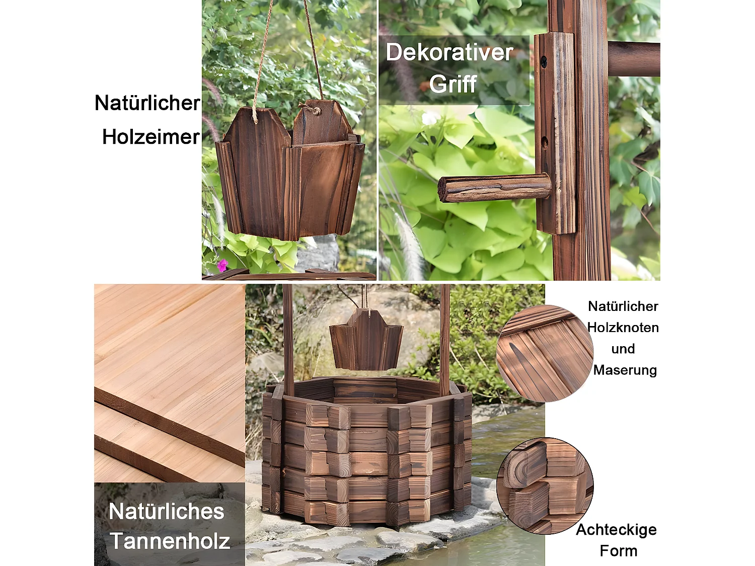 Holzbrunnen mit Dach Wunschbrunnen