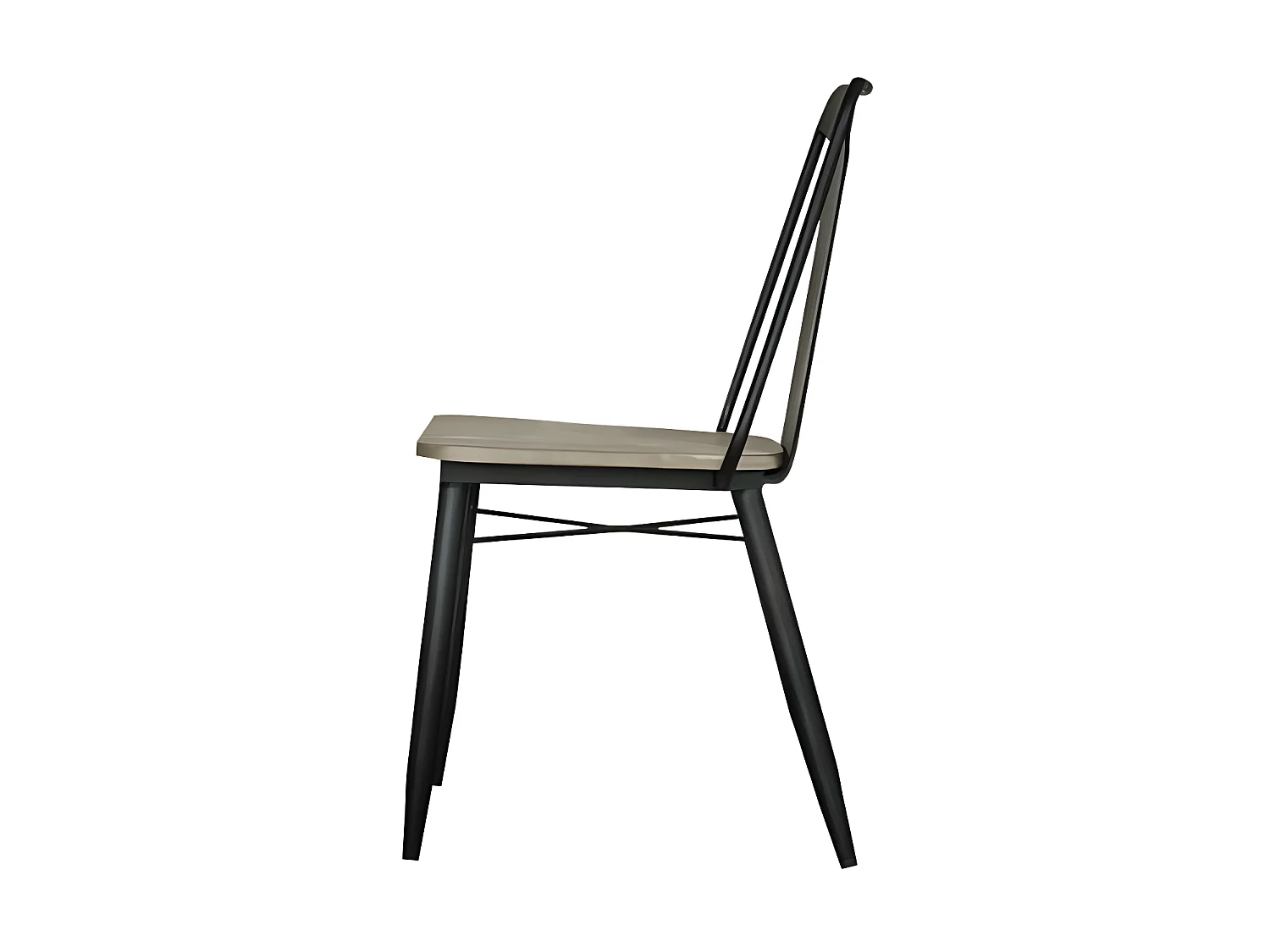 Kiko chaise en métal et en bois d'acacia - Pieds en métal - Style industriel - H85