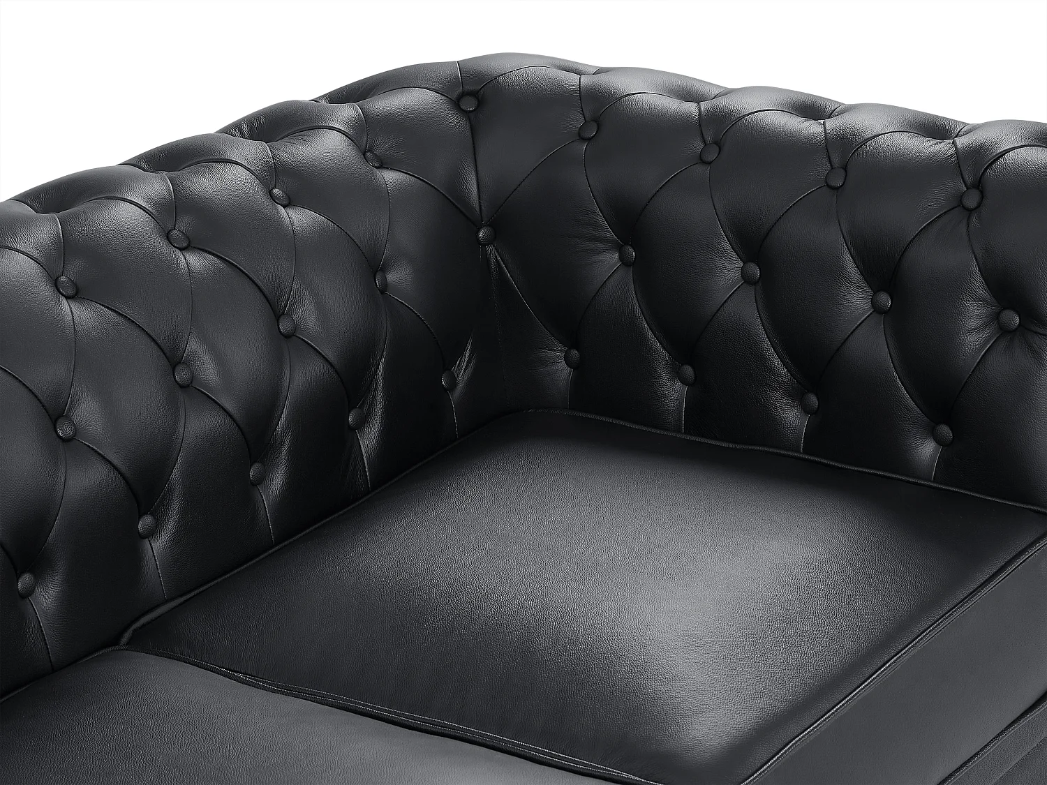 Ledersofa 2-Sitzer - Büffelleder - Schwarz - CHESTERFIELD
