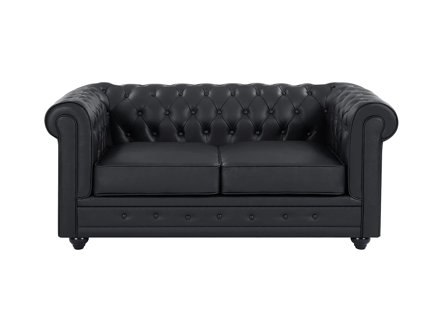 Canapé 2 places en cuir de buffle noir CHESTERFIELD