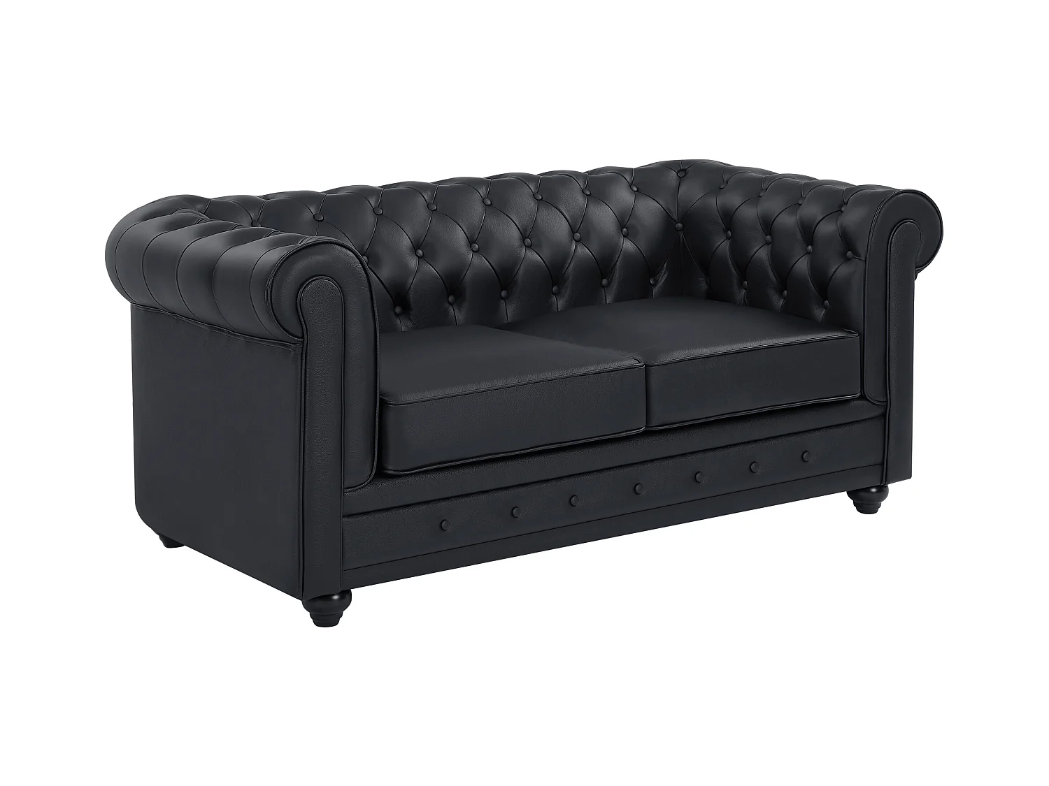 Canapé 2 places en cuir de buffle noir CHESTERFIELD
