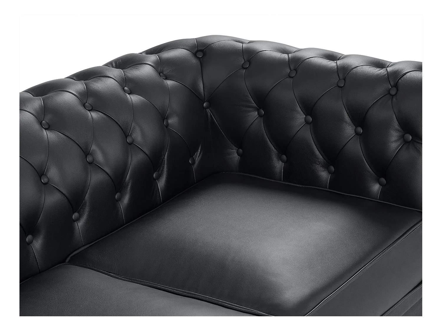 Canapé 2 places en cuir de buffle noir CHESTERFIELD