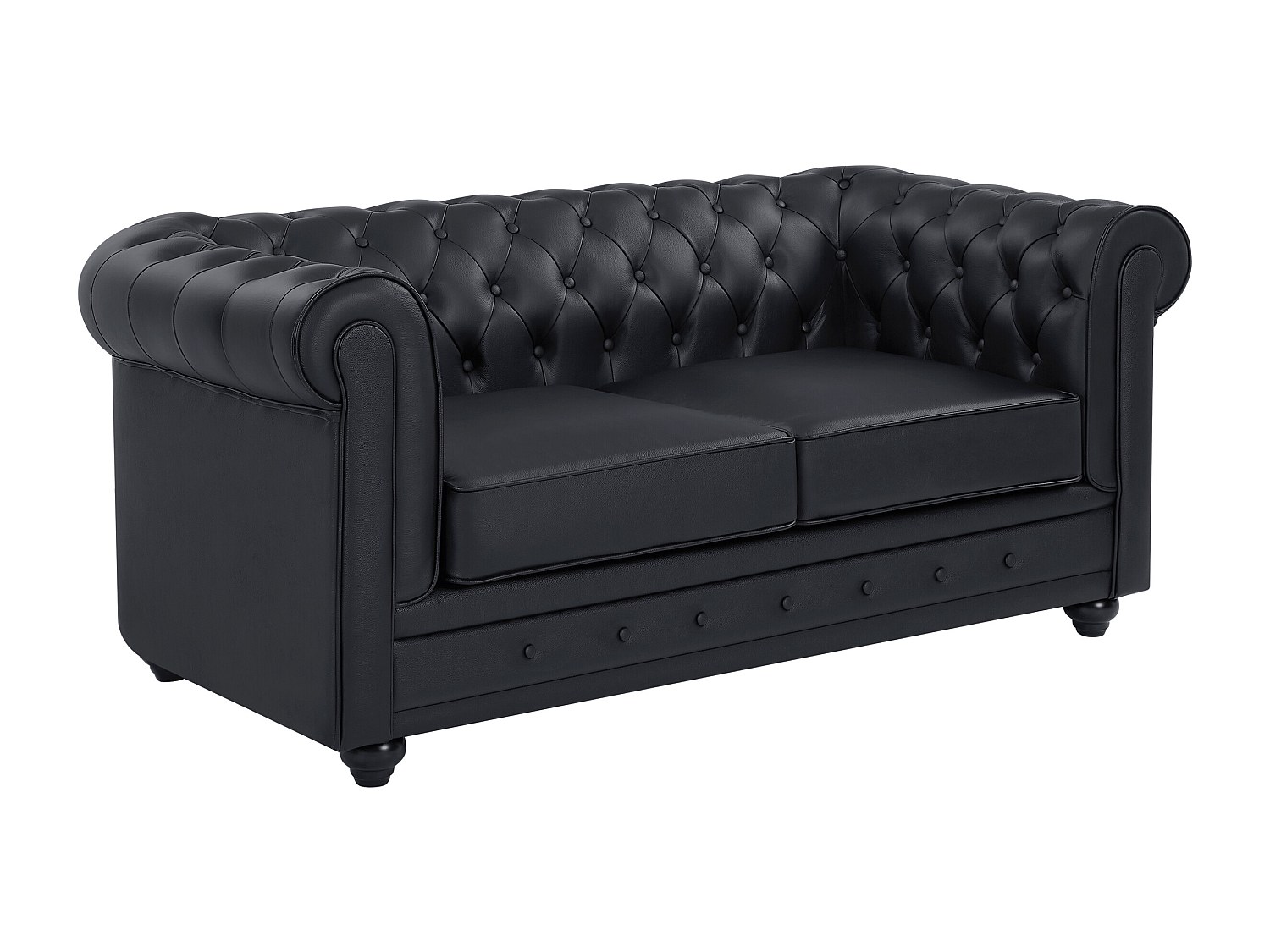 Ledersofa 2-Sitzer - Büffelleder - Schwarz - CHESTERFIELD günstig online kaufen