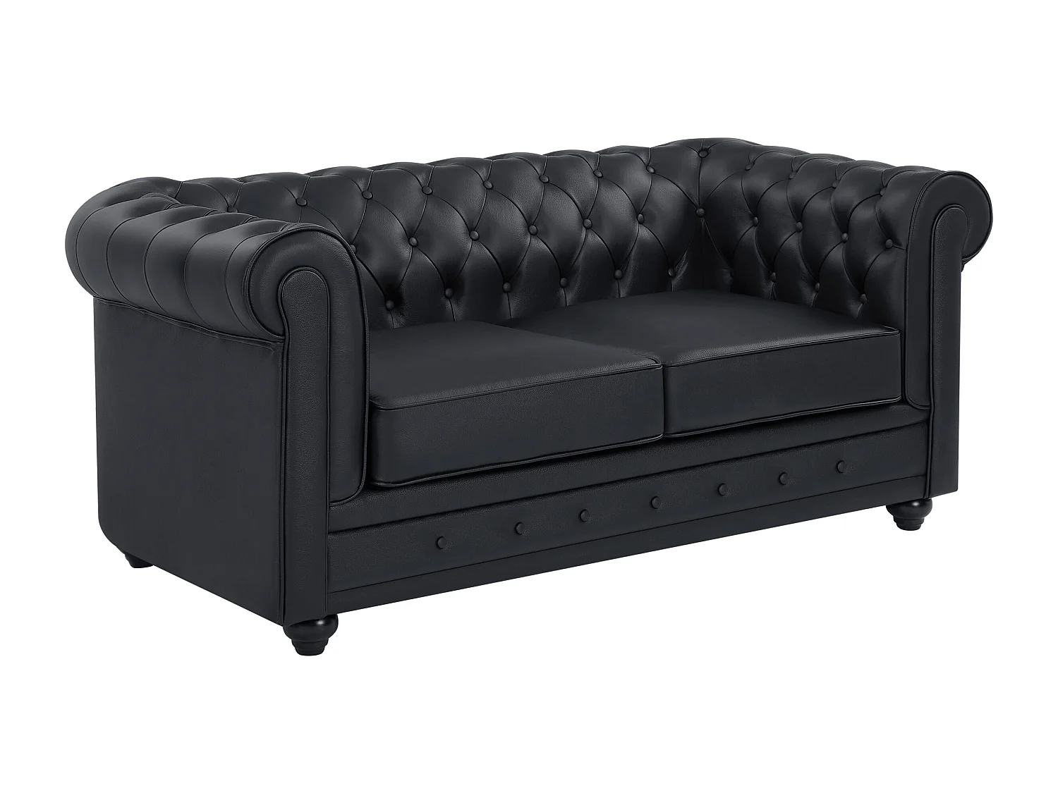 Canapé 2 places en cuir de buffle noir CHESTERFIELD