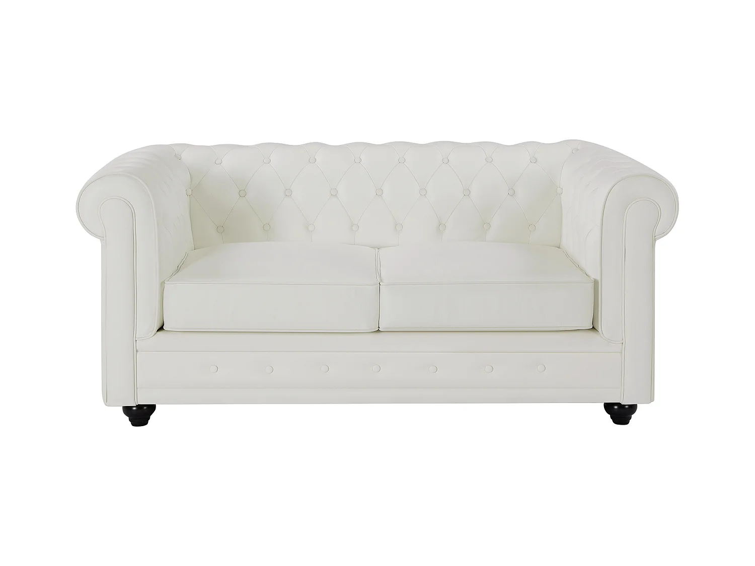 Divano 2 posti in pelle di bufalo bianco  - CHESTERFIELD