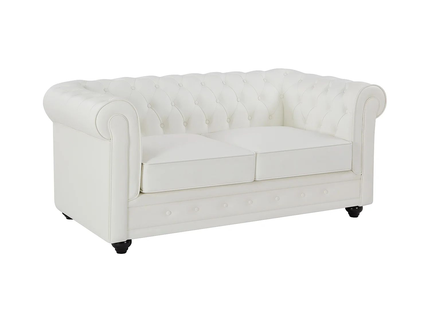 Divano 2 posti in pelle di bufalo bianco  - CHESTERFIELD