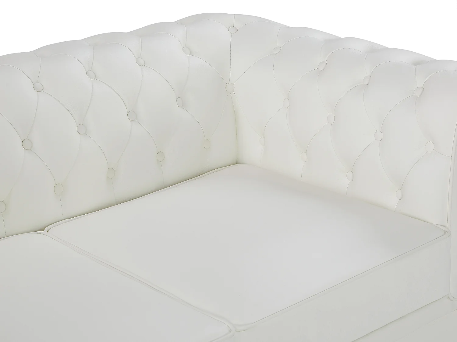 Canapé 2 places en cuir de buffle blanc CHESTERFIELD
