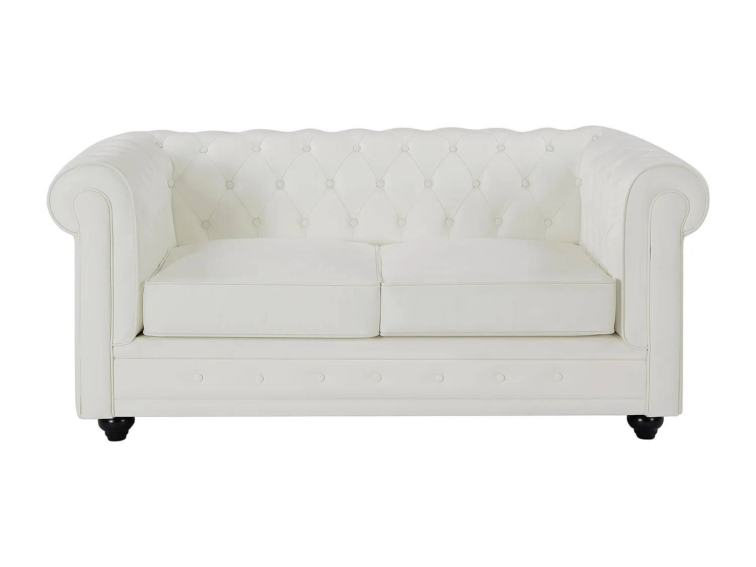 Canapé 2 places en cuir de buffle blanc CHESTERFIELD