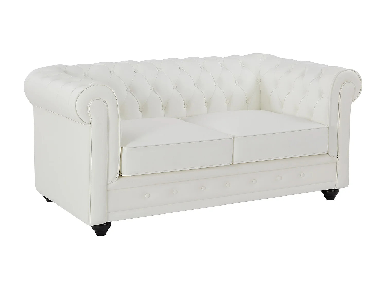 Canapé 2 places en cuir de buffle blanc CHESTERFIELD