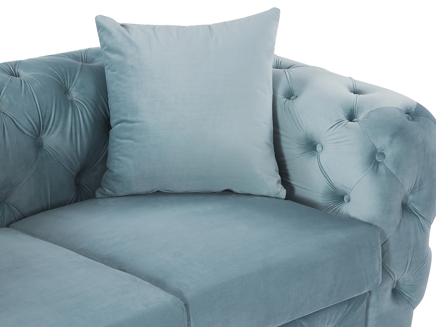 Sofá de 3 lugares chesterfield em veludo azul pastel - EDWINA