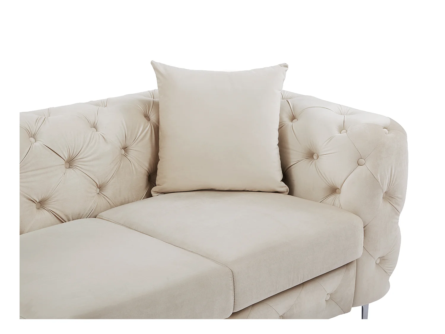 Chesterfield-Sofa 3-Sitzer - Samt - Beige - EDWINA