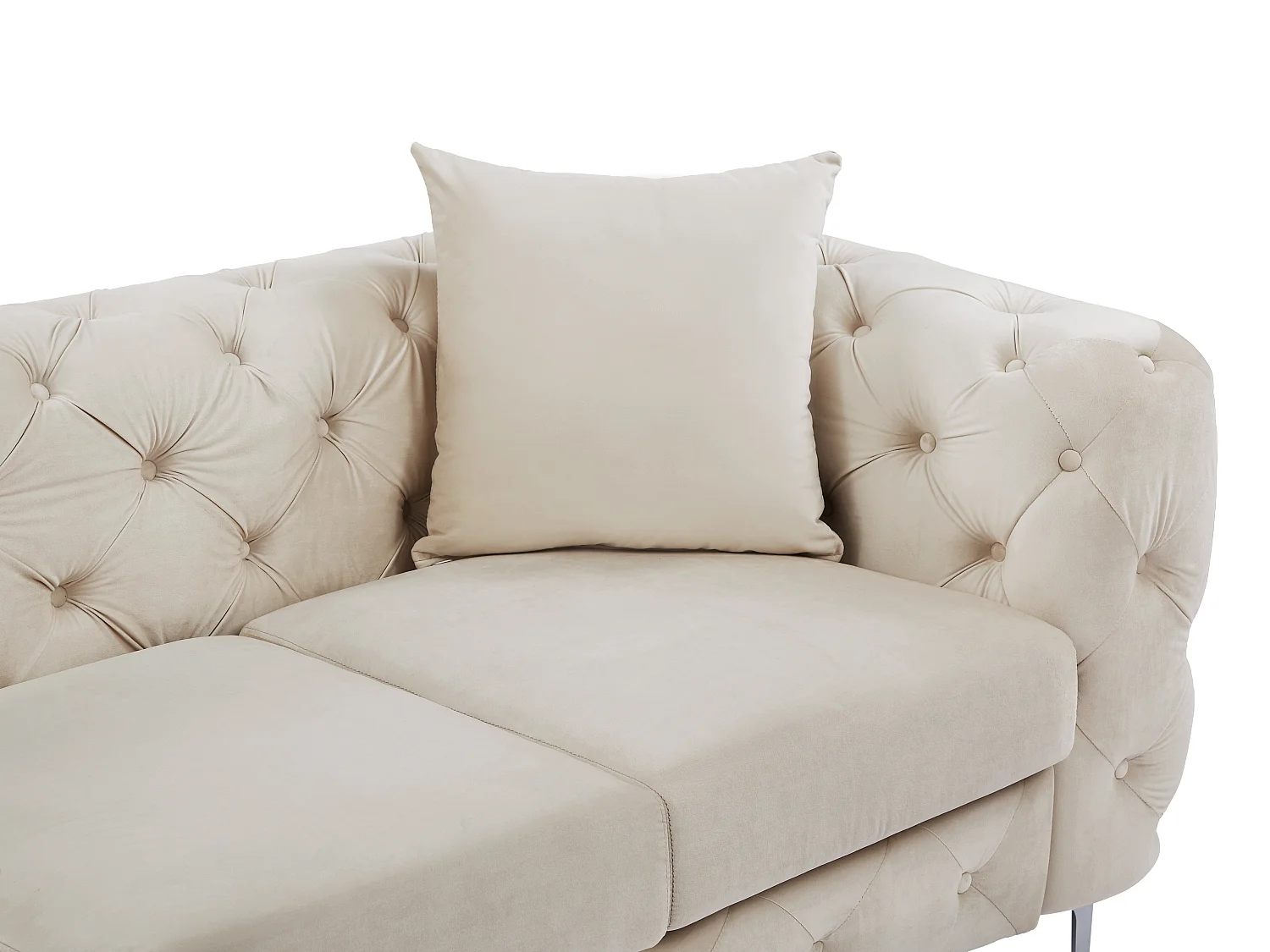 Chesterfield-Sofa 3-Sitzer - Samt - Beige - EDWINA