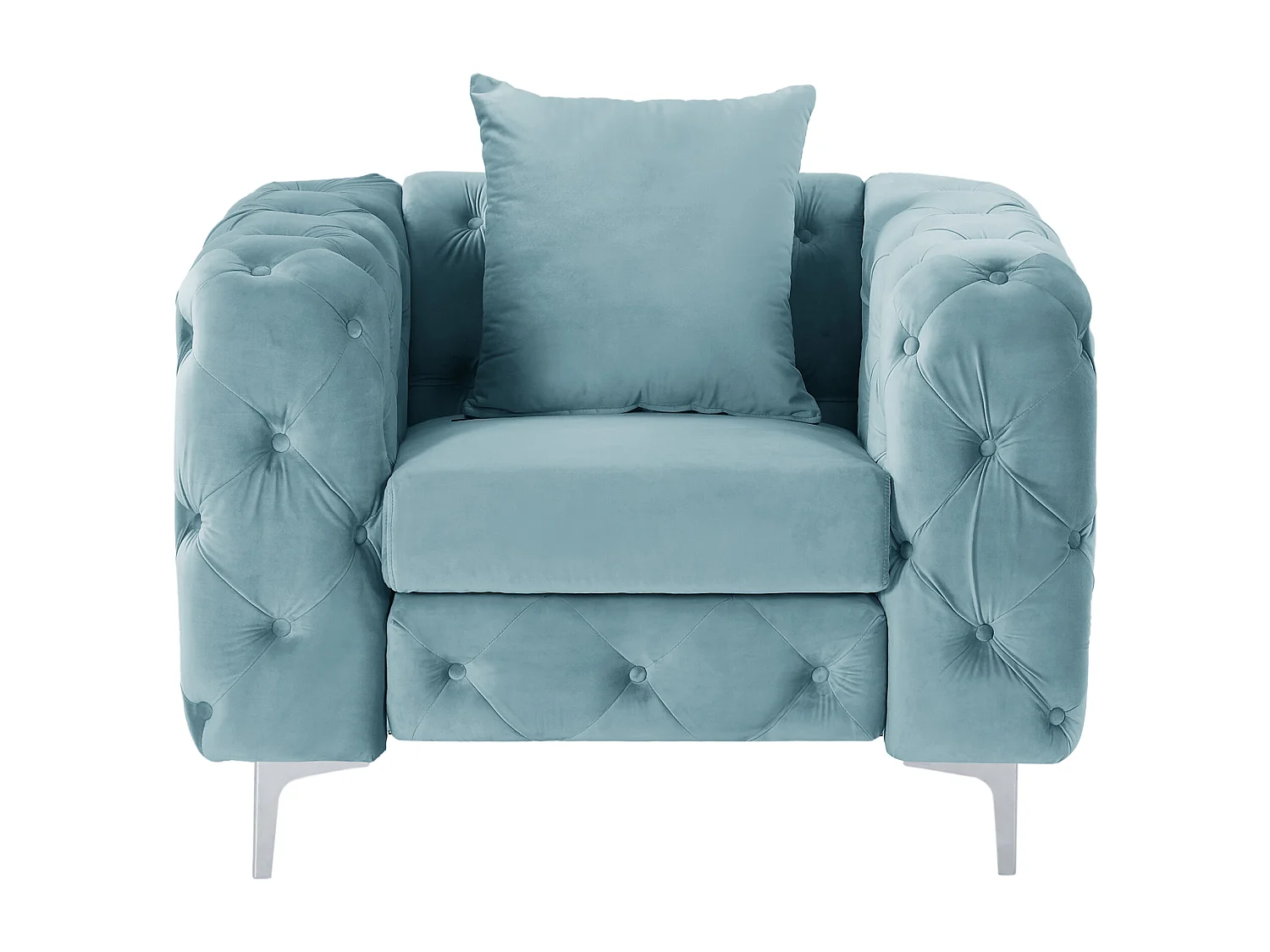Sillón chéster de terciopelo azul claro EDWINA