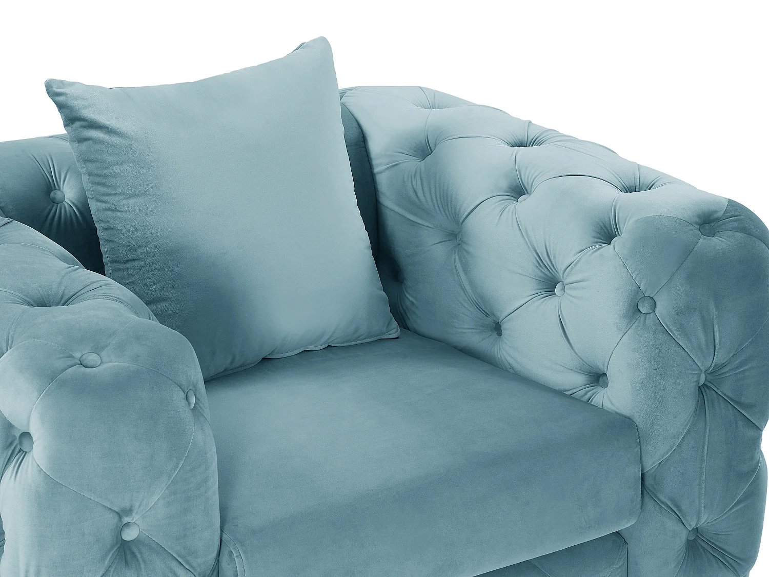 Chesterfield-fauteuil van pastelblauw velours EDWINA