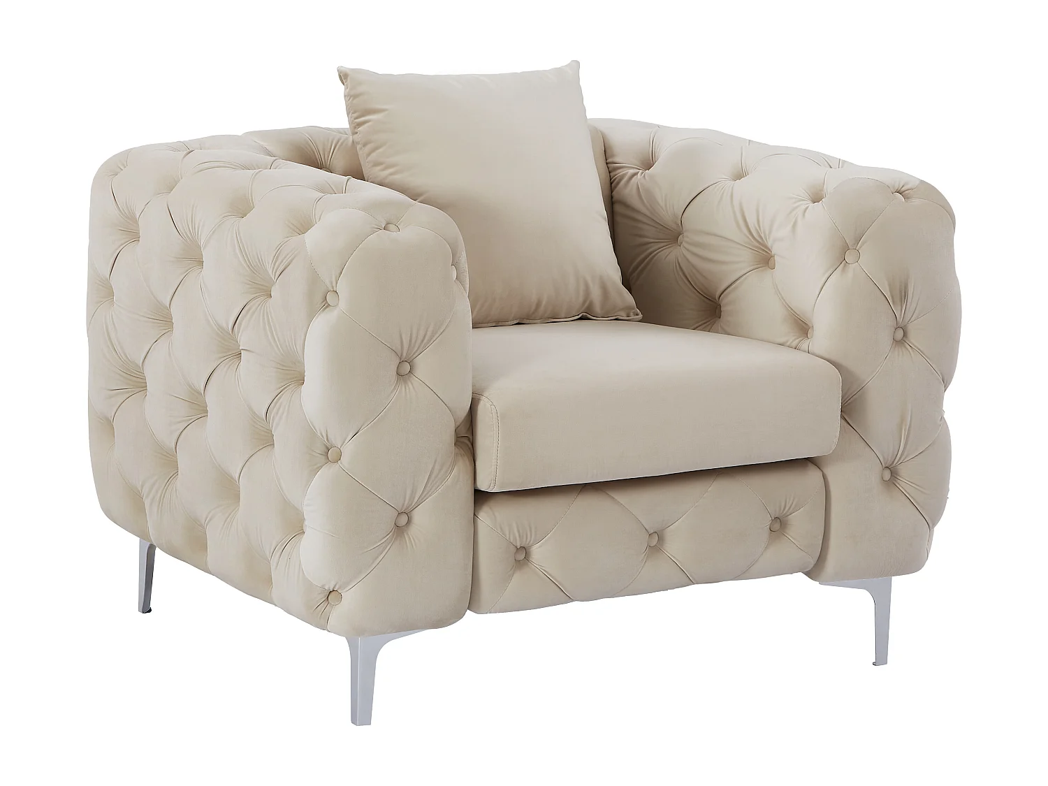 Chesterfield-Sessel - Samt - Beige - EDWINA