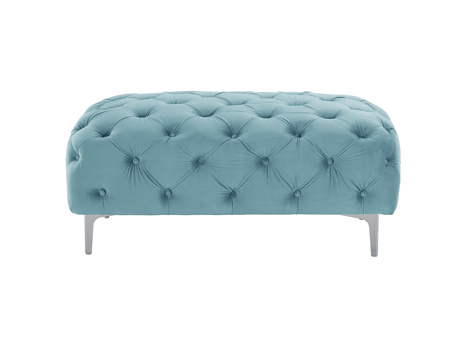Pouf chesterfield en velours bleu pastel EDWINA