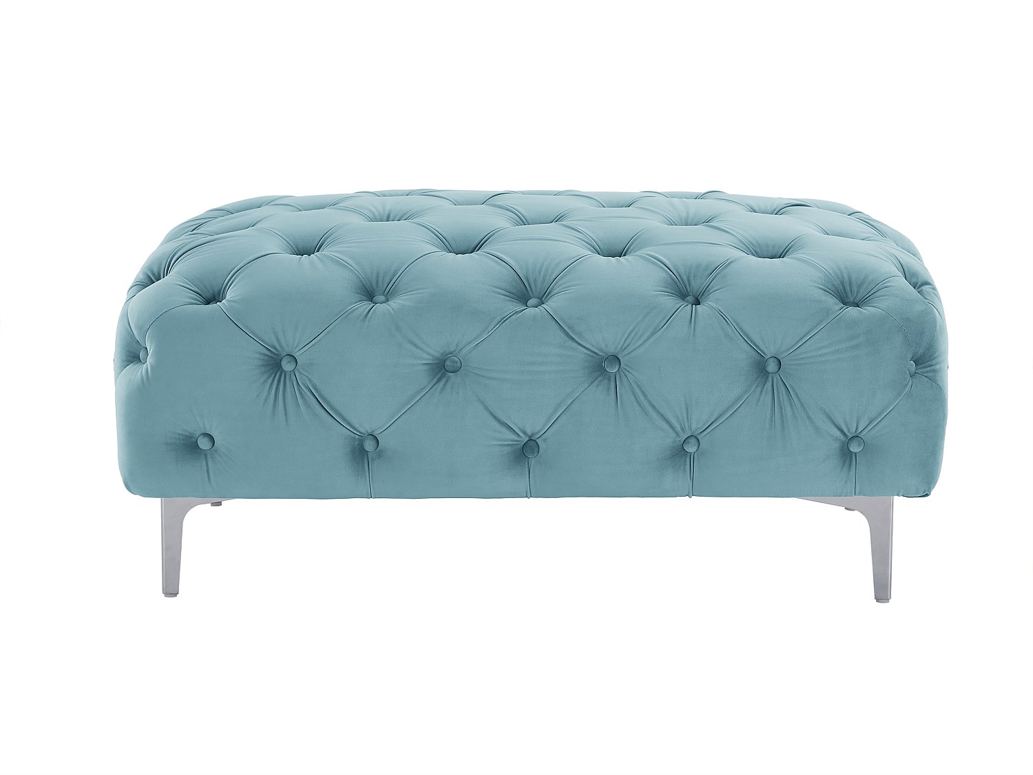 Vente-unique Chesterfield-Hocker - Samt - Pastellblau - Edwina