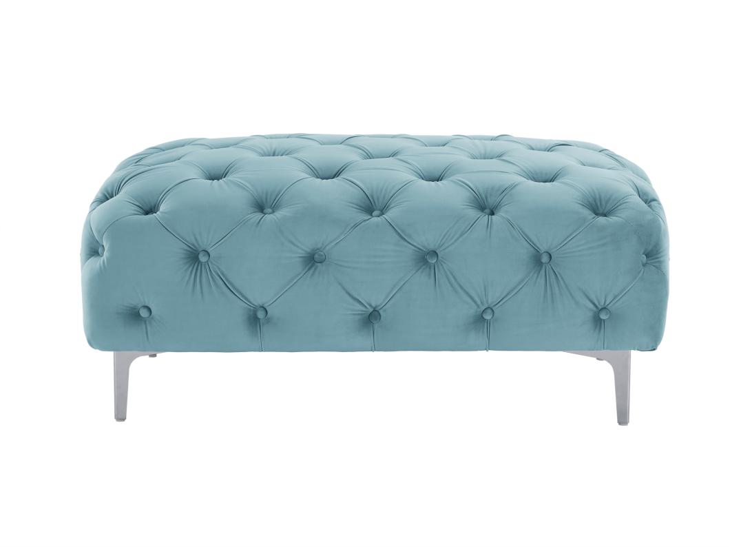 Chesterfield-Hocker - Samt - Pastellblau - EDWINA