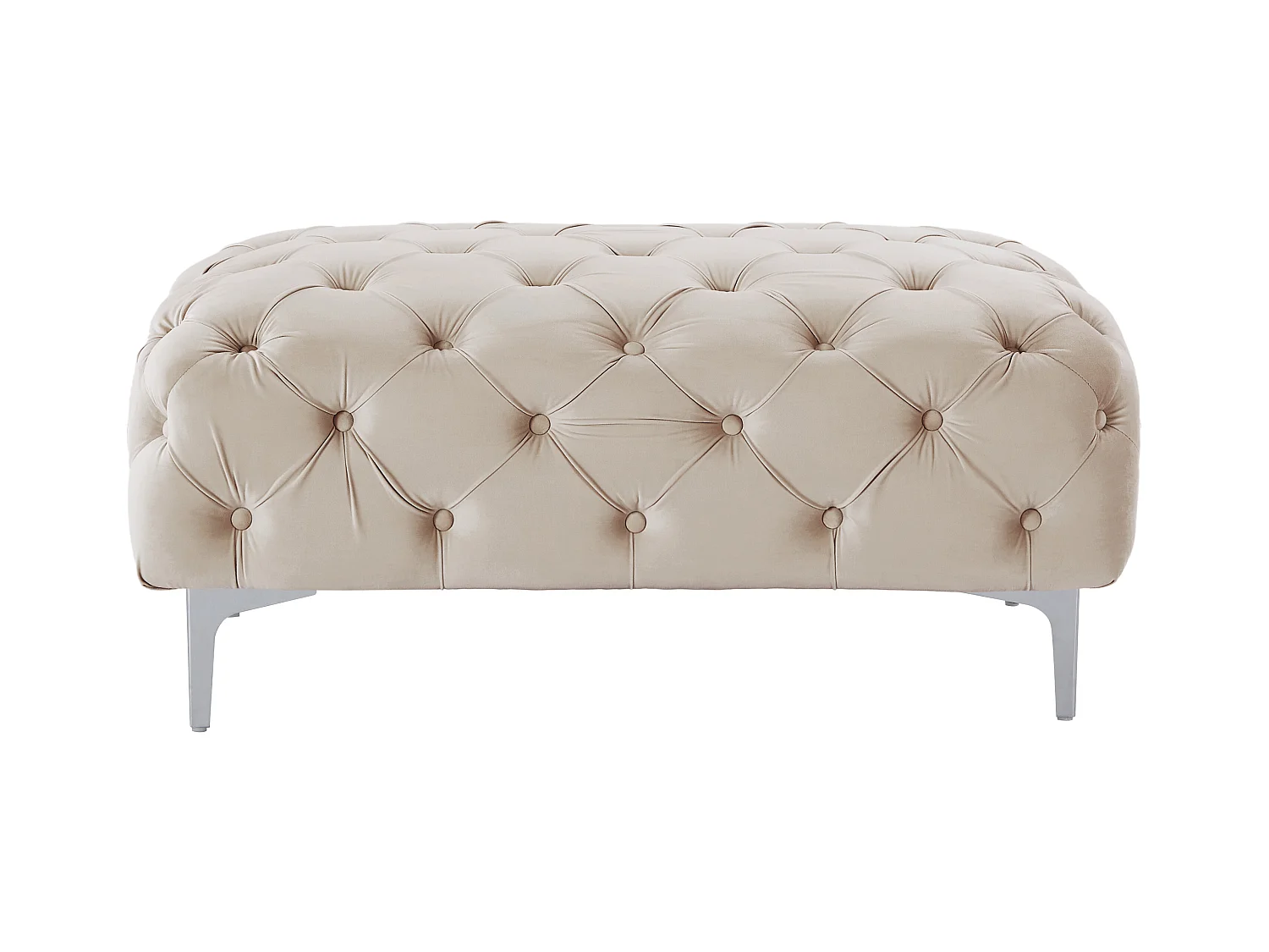 Pouf chesterfield en velours beige EDWINA