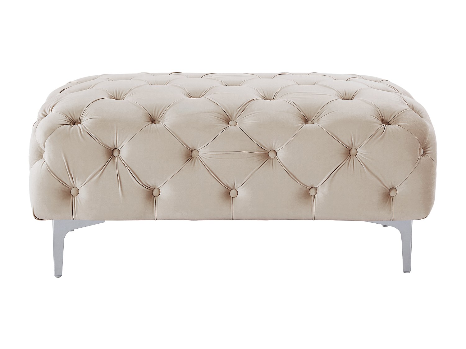 Vente-unique Chesterfield-Hocker - Samt - Beige - Edwina