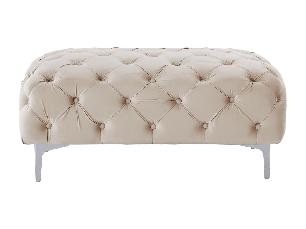 Chesterfield-Hocker - Samt - Beige - EDWINA