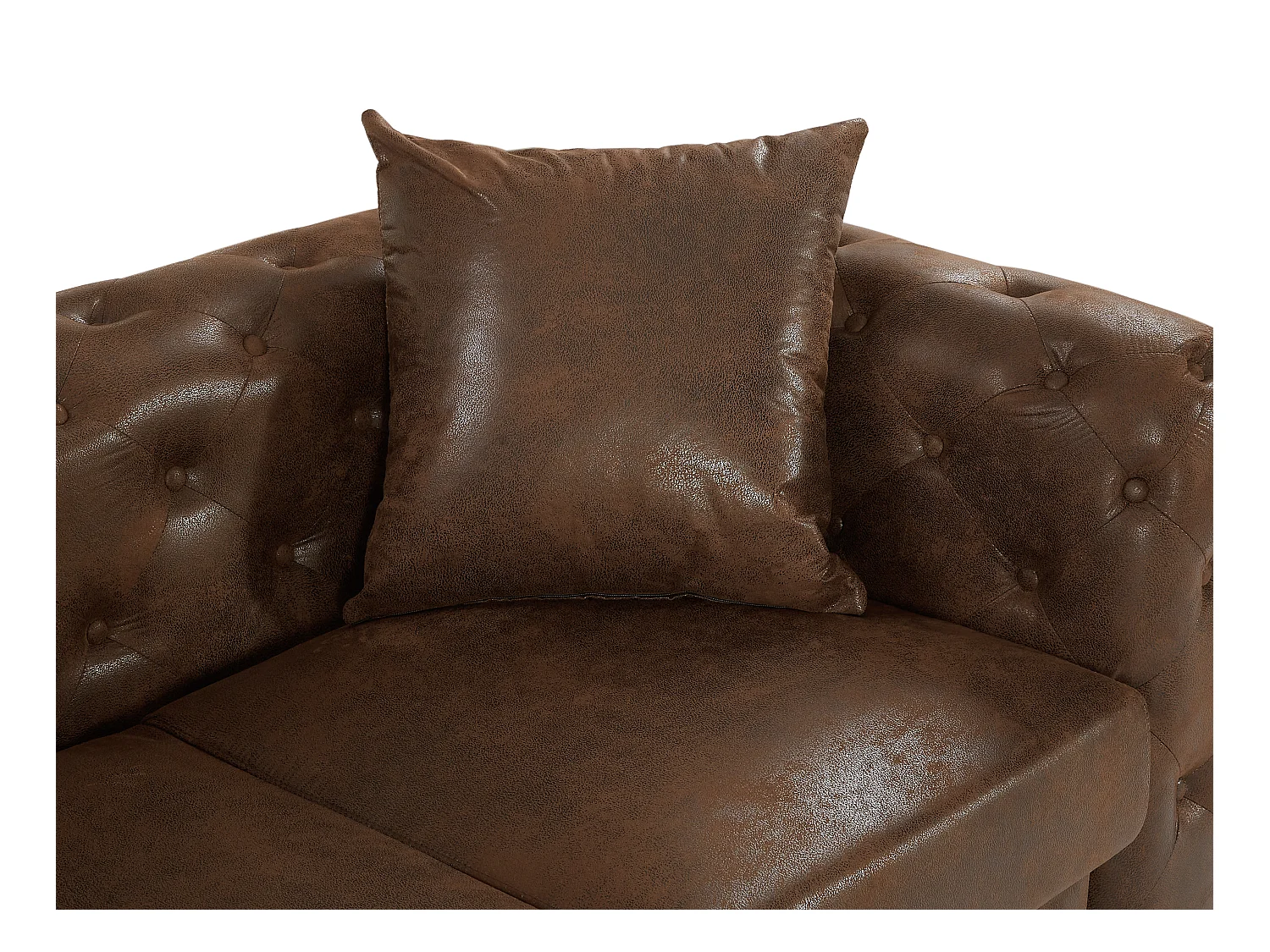 Chesterfield-Sofa 2-Sitzer - Mikrofaser - Vintage-Leder-Optik - Braun - EDWINA